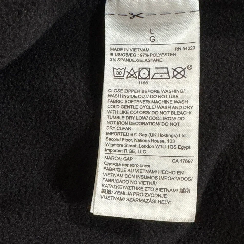 GapFit  Black Performance Pullover Hoodie Reflective Trim Thumbholes Size L - Picture 4 of 5